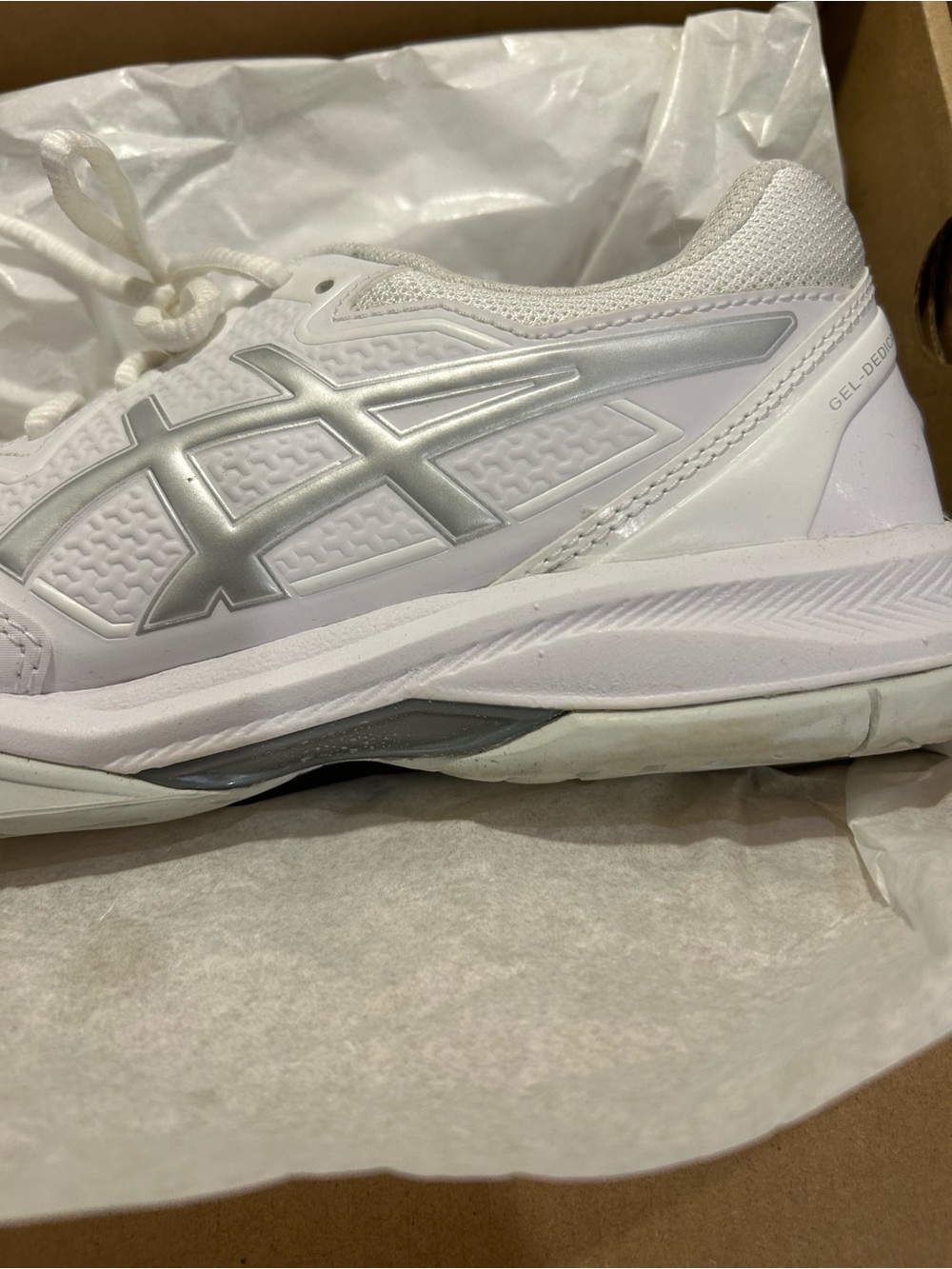 ASICS Women’s White and Silver Athletic Sneakers - Picture 5 of 5